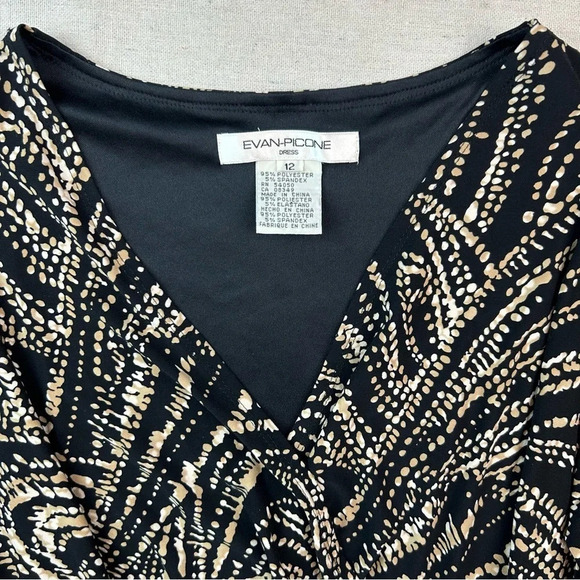 Vintage Evan Picone Faux Wrap Dress Size 12, V-Neck, Midi, Lightweight, Summer - Picture 3 of 11